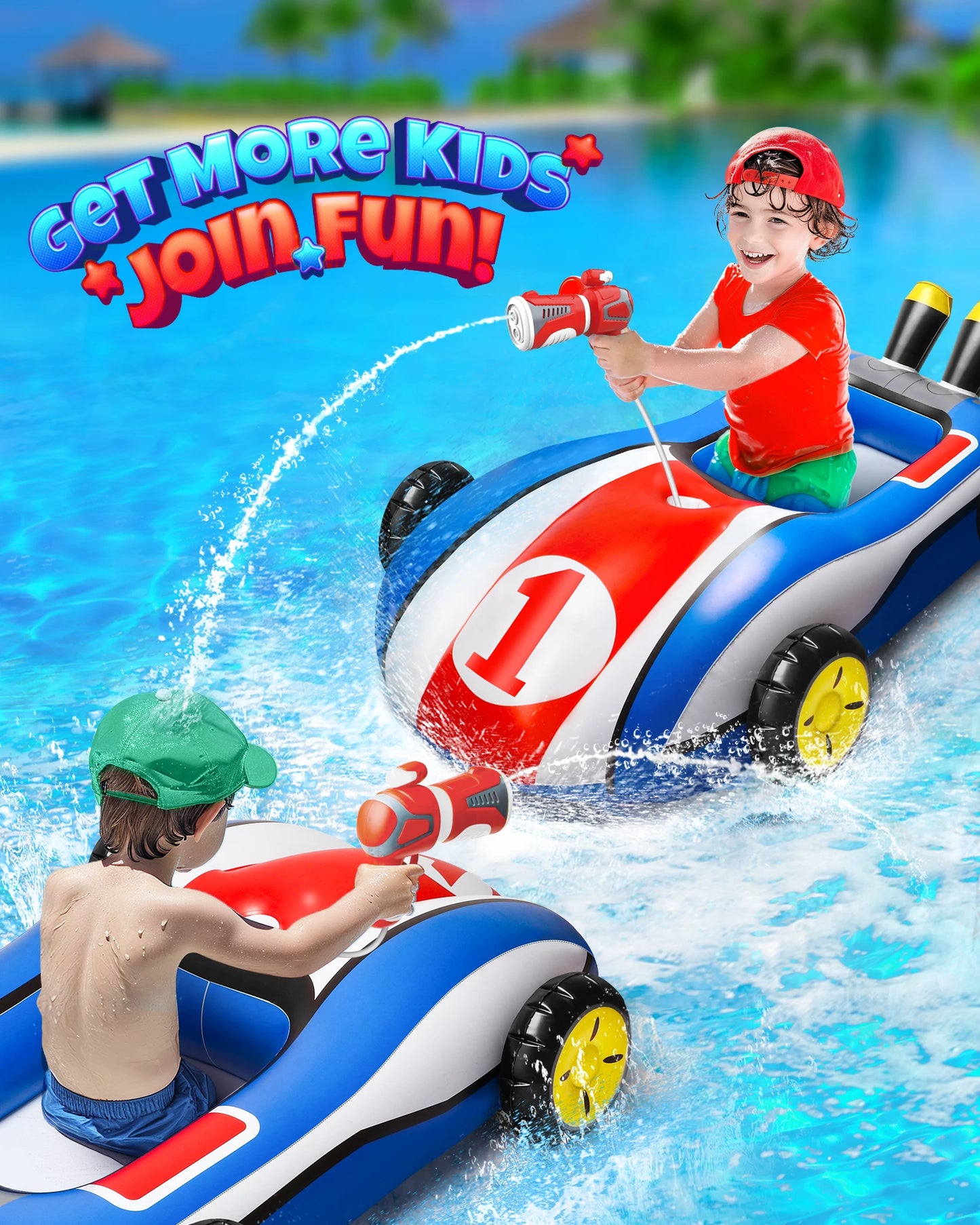Hot Bee Inflatable Pool Float With Water Gun Ride On Toy