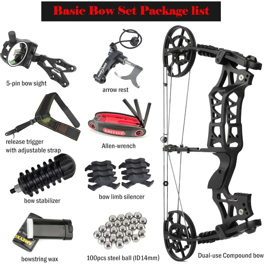 Adjustable Compound Bow for Hunting Archery Dual Use Set
