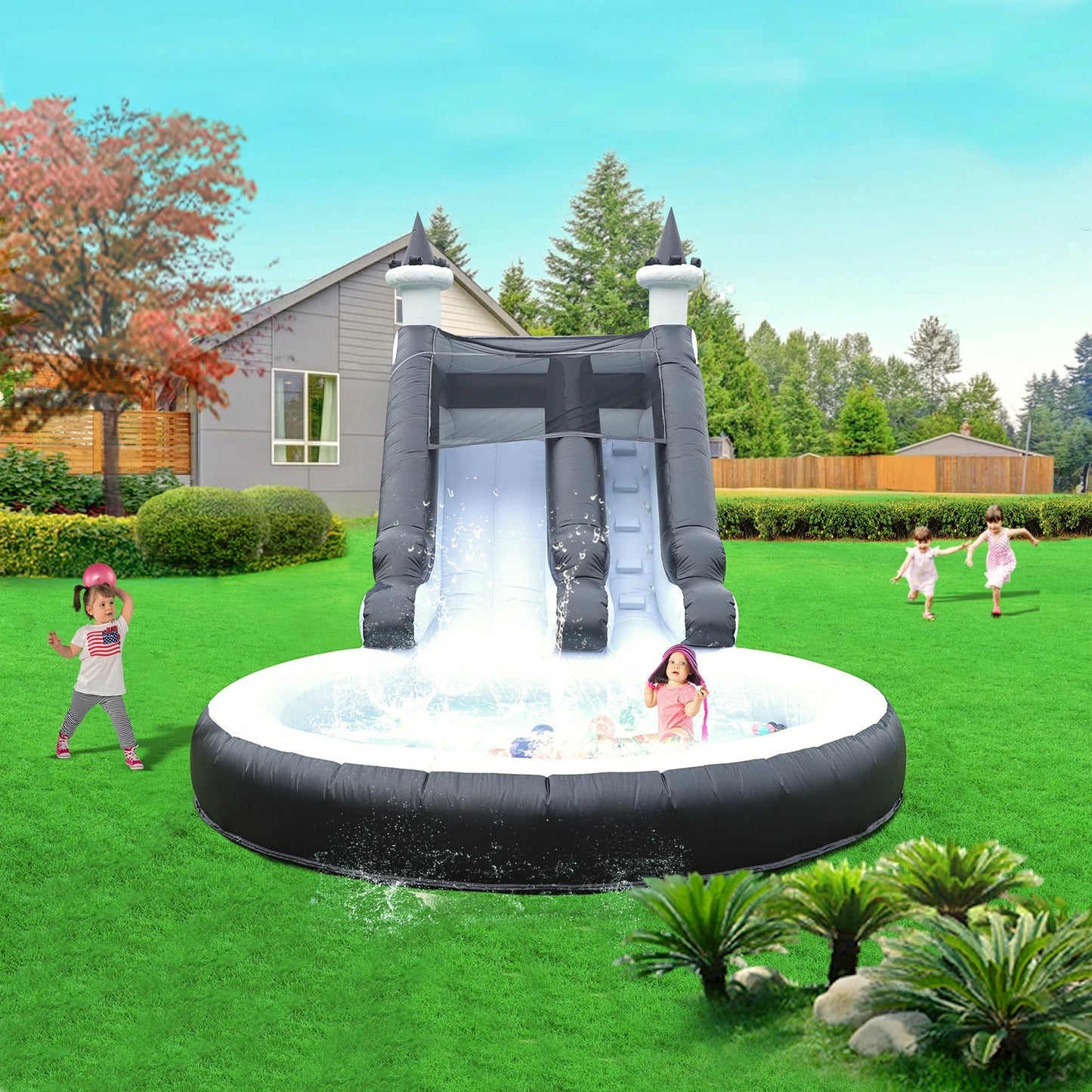 King Inflatable Water Slide With Big Pool For Kids