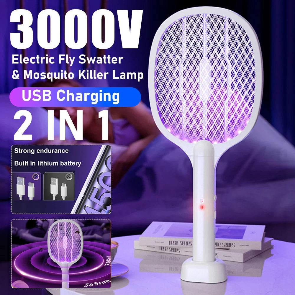 MOJOYCE 2 In 1 Electric Fly Swatter Mosquito Trap Lamp