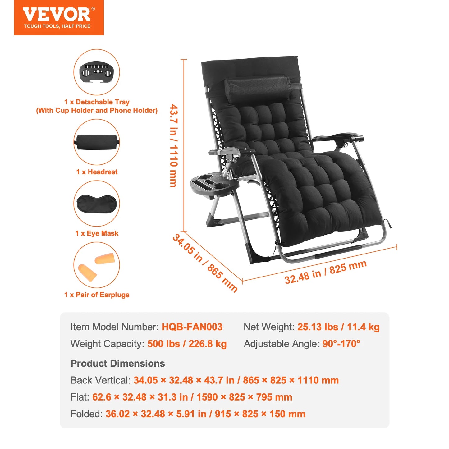 SucceBuy Adjustable Zero Gravity Chair Recliner With Footrest Cushion Cupholder