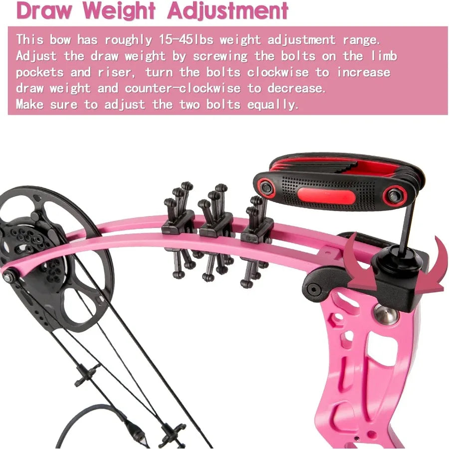 Youth Compound Bow Set For Teens With Archery Gear Max 260fps Speed Adjustable Right