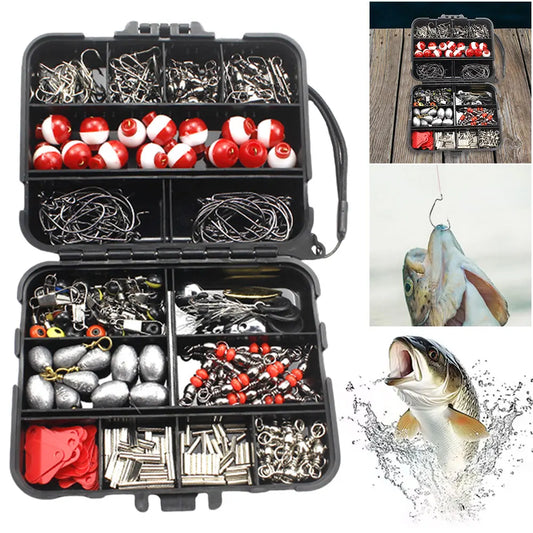 267pcs Fishing Accessories Kit with Box Hooks Bait Sinkers