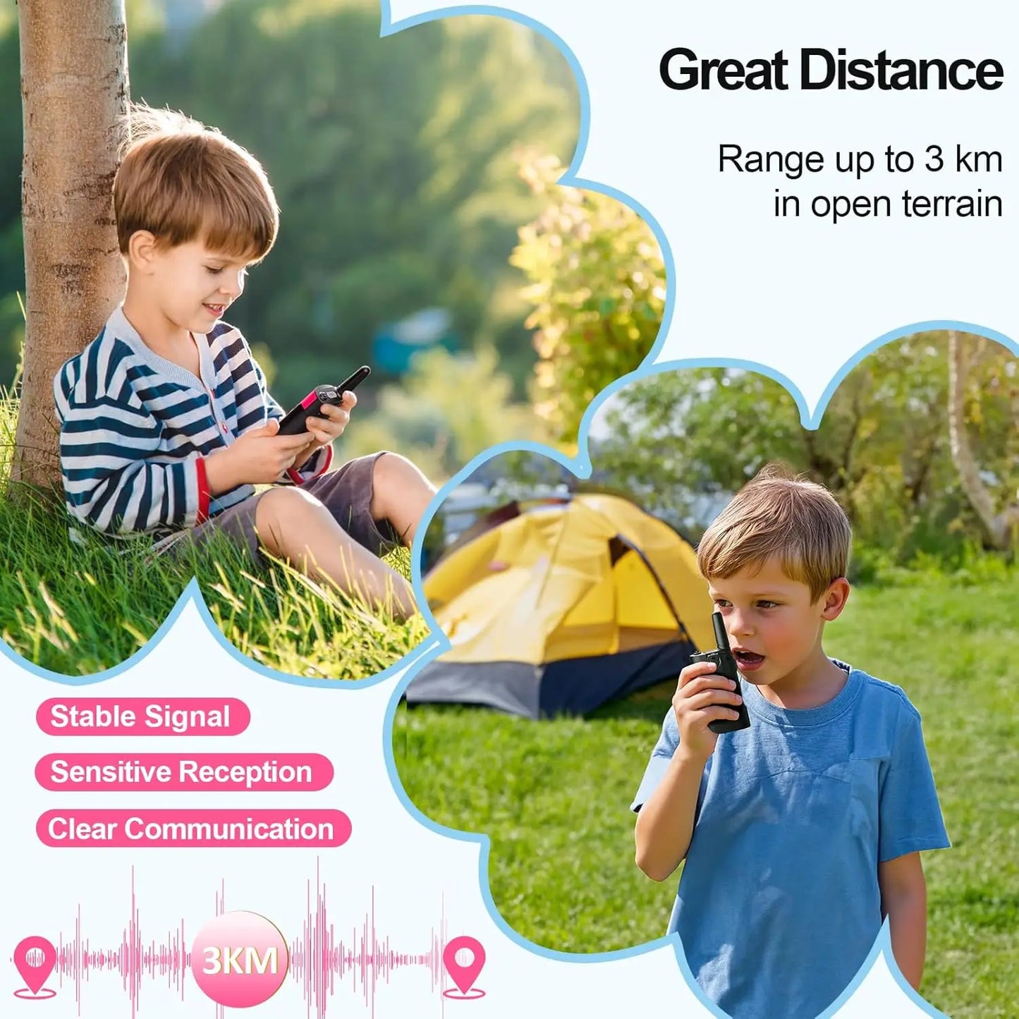 AWANFIC Kids Walkie Talkies Rechargeable 22 Channels