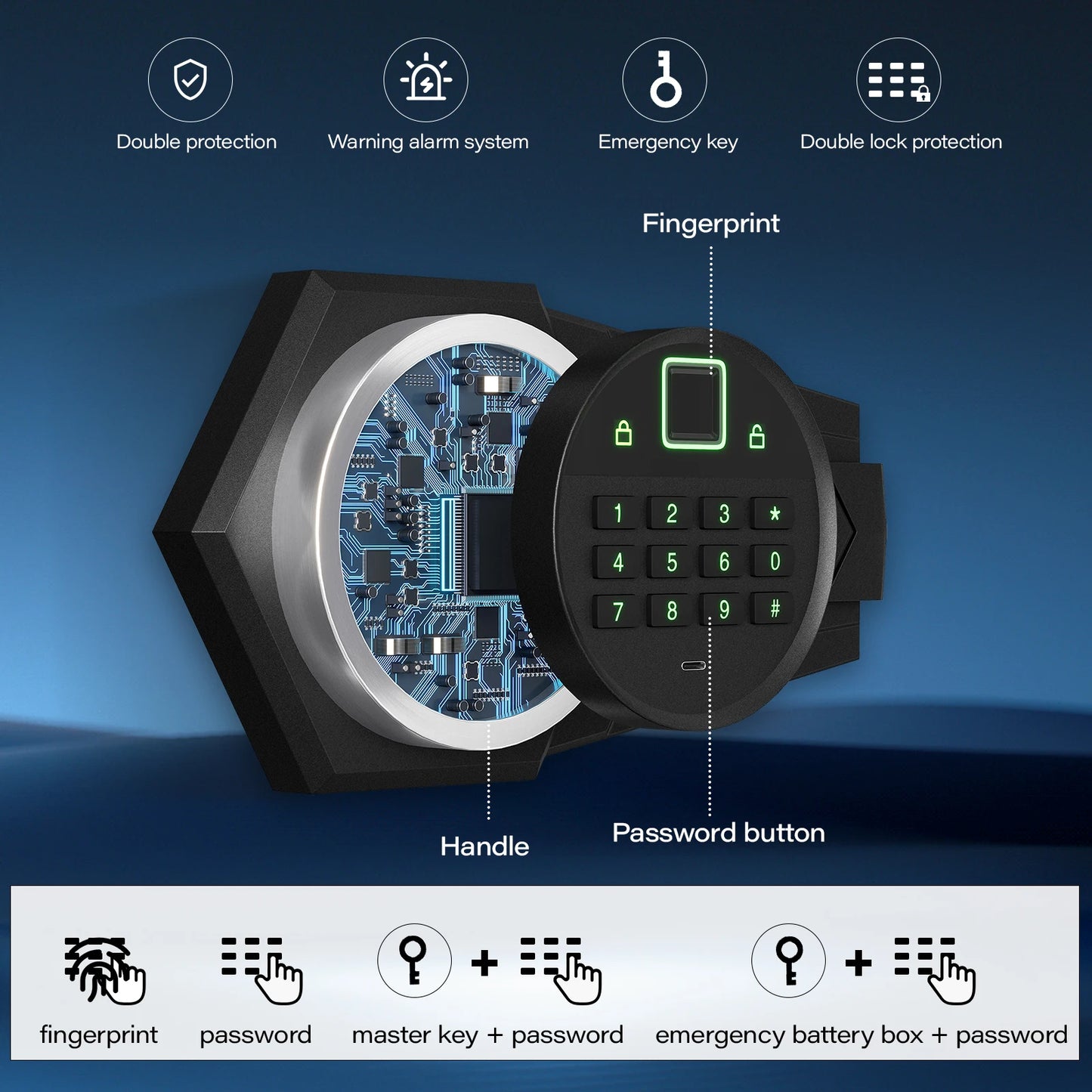 Kavey Biometric Gun Safe With Magnetic Induction Light