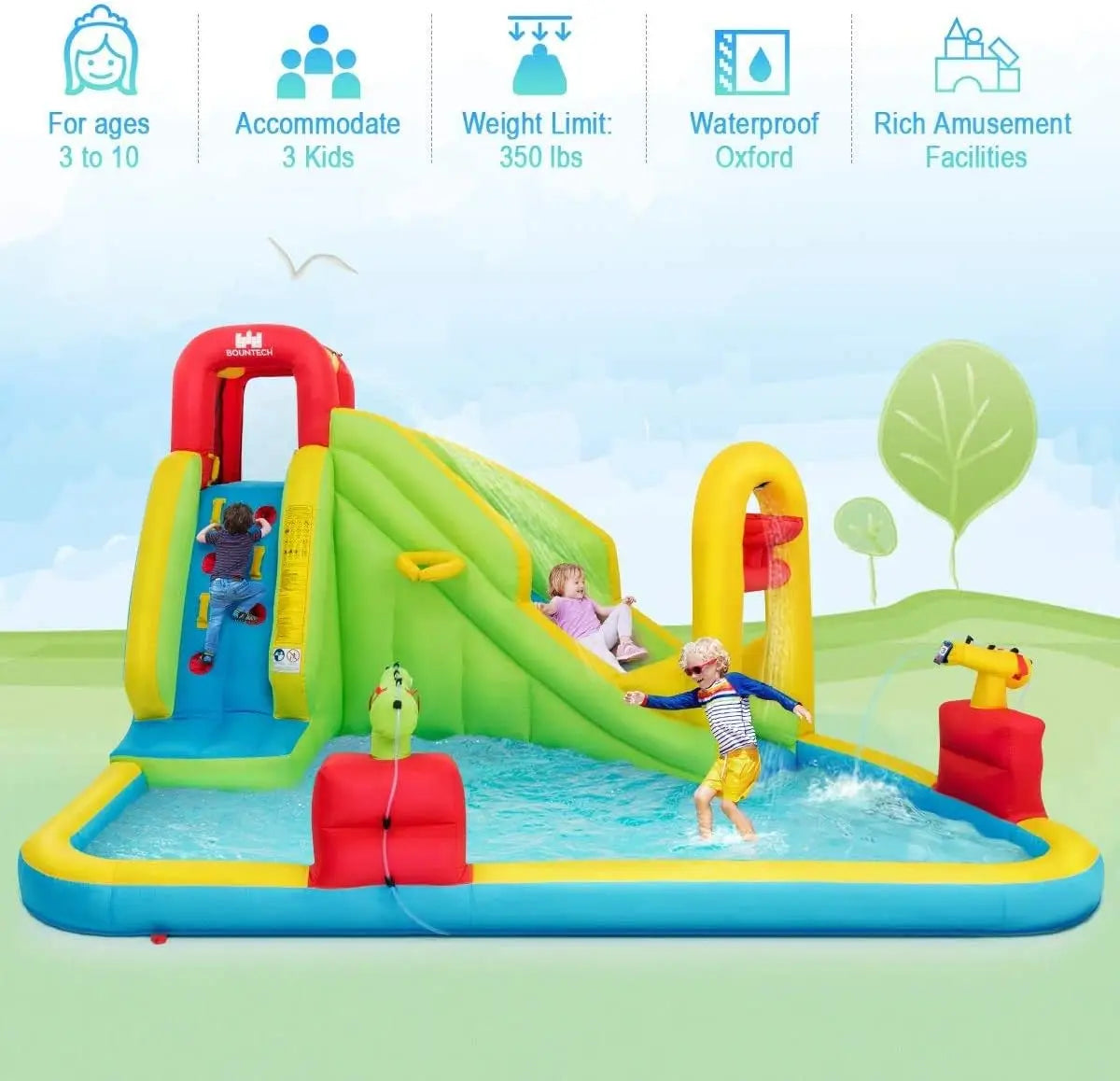 Hign-concerned Inflatable Water Slide 7-In-1 Backyard Park