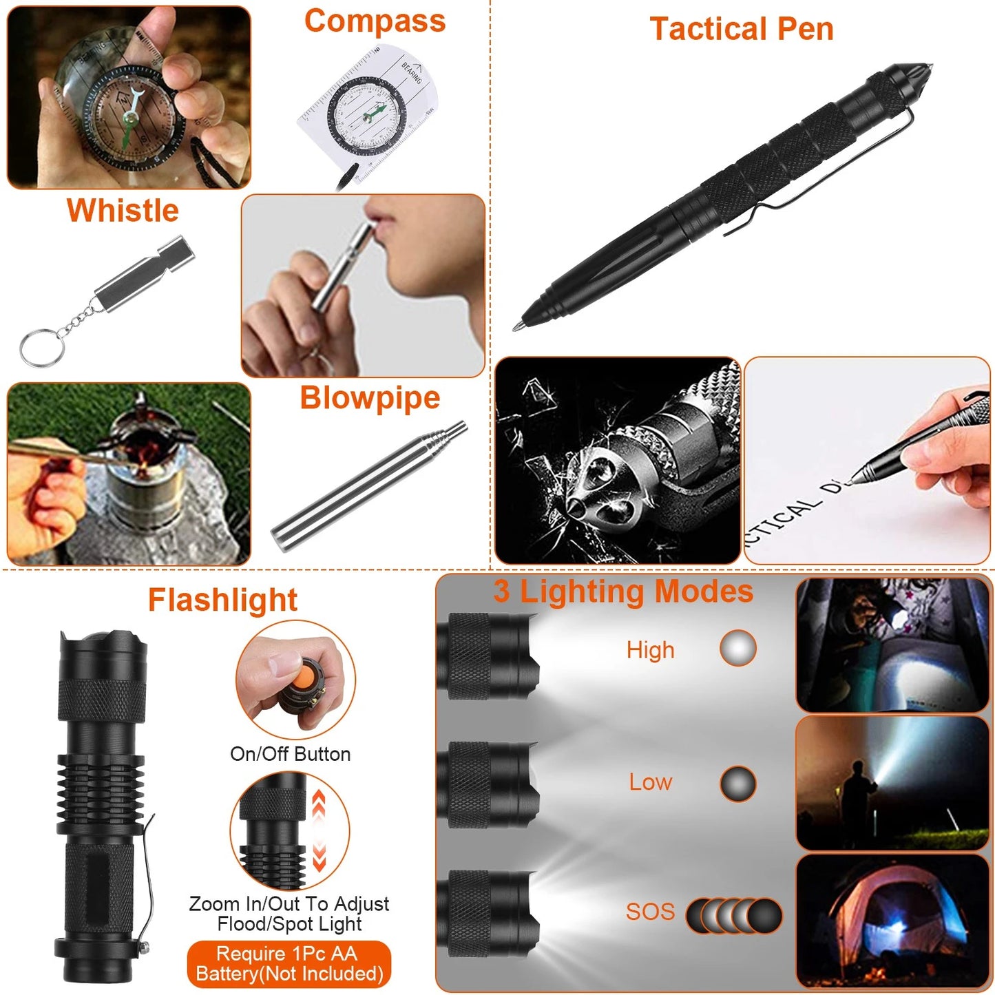 AUKYGGU 125 In 1 Emergency Kit Outdoor Survival First Aid