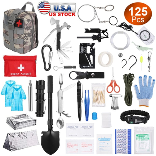 AUKYGGU 125 In 1 Emergency Kit Outdoor Survival First Aid