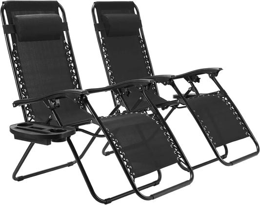 Folded Outdoor Foldable Zero Gravity Chairs With Cup Holders
