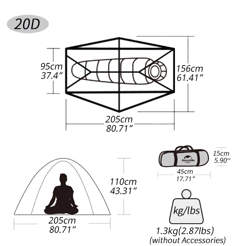 Naturehike Ultralight Backpacking Tent Double Layer Camping