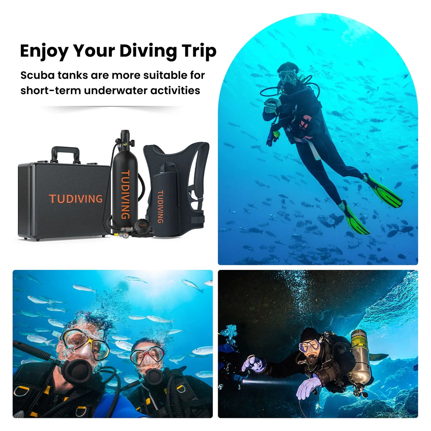 TUDIVING Portable Scuba Tank 4500Psi Cylinder Refill Bottle