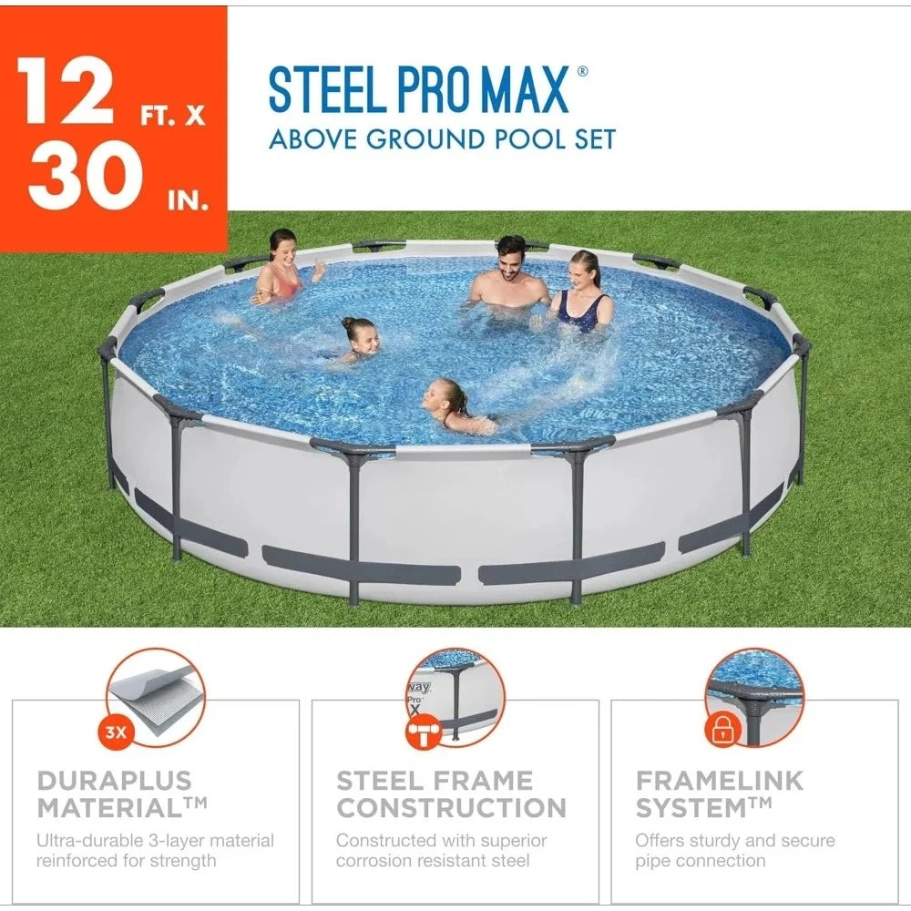 Steel Pro MAX Above Ground PoolSet CorrosionResistantFrame FilterPump DeluxeQuality Durable