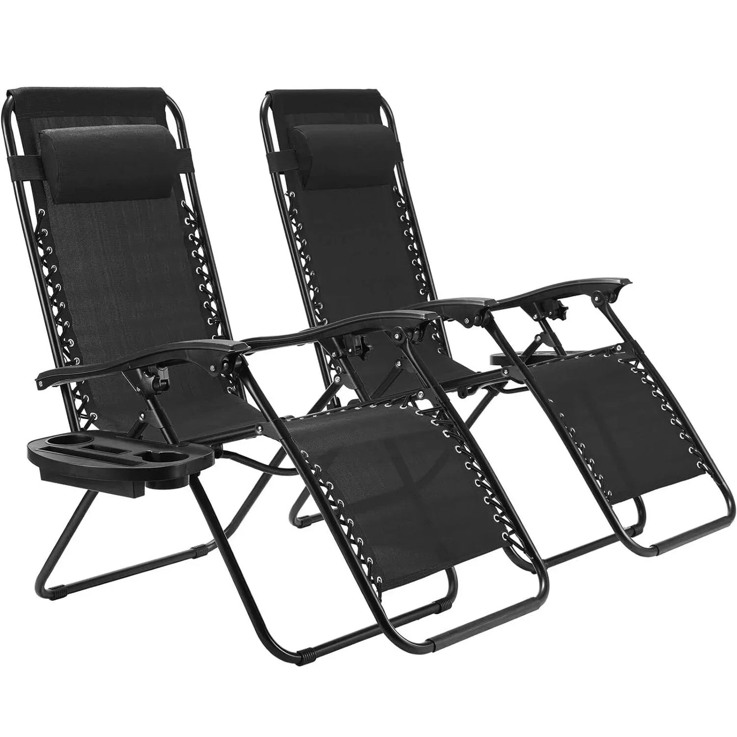 Folded Outdoor Foldable Zero Gravity Chairs With Cup Holders