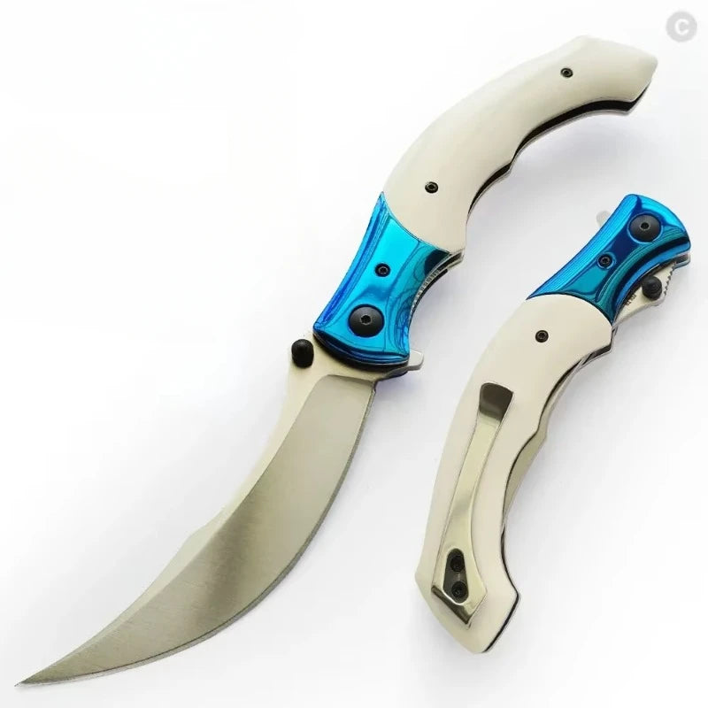 DIY Supplies Folding Pocket Knife 8Cr13Mov Wood Handle EDC