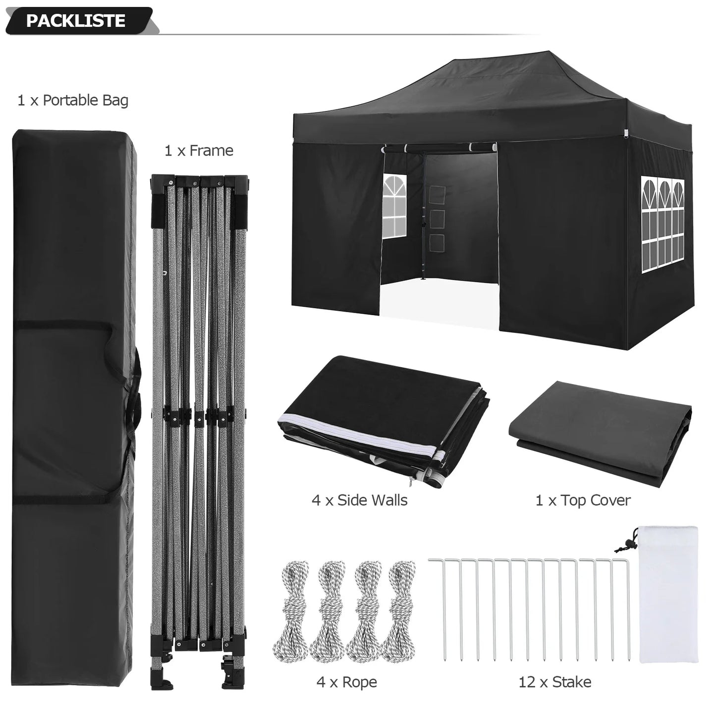 COBIZI Heavy Duty Pop Up Canopy Tent With Four Sidewalls For All Season Outdoor Weddings Gazebo
