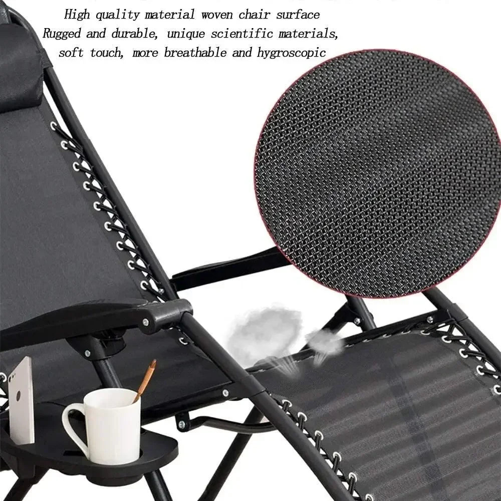 Folded Outdoor Foldable Zero Gravity Chairs With Cup Holders