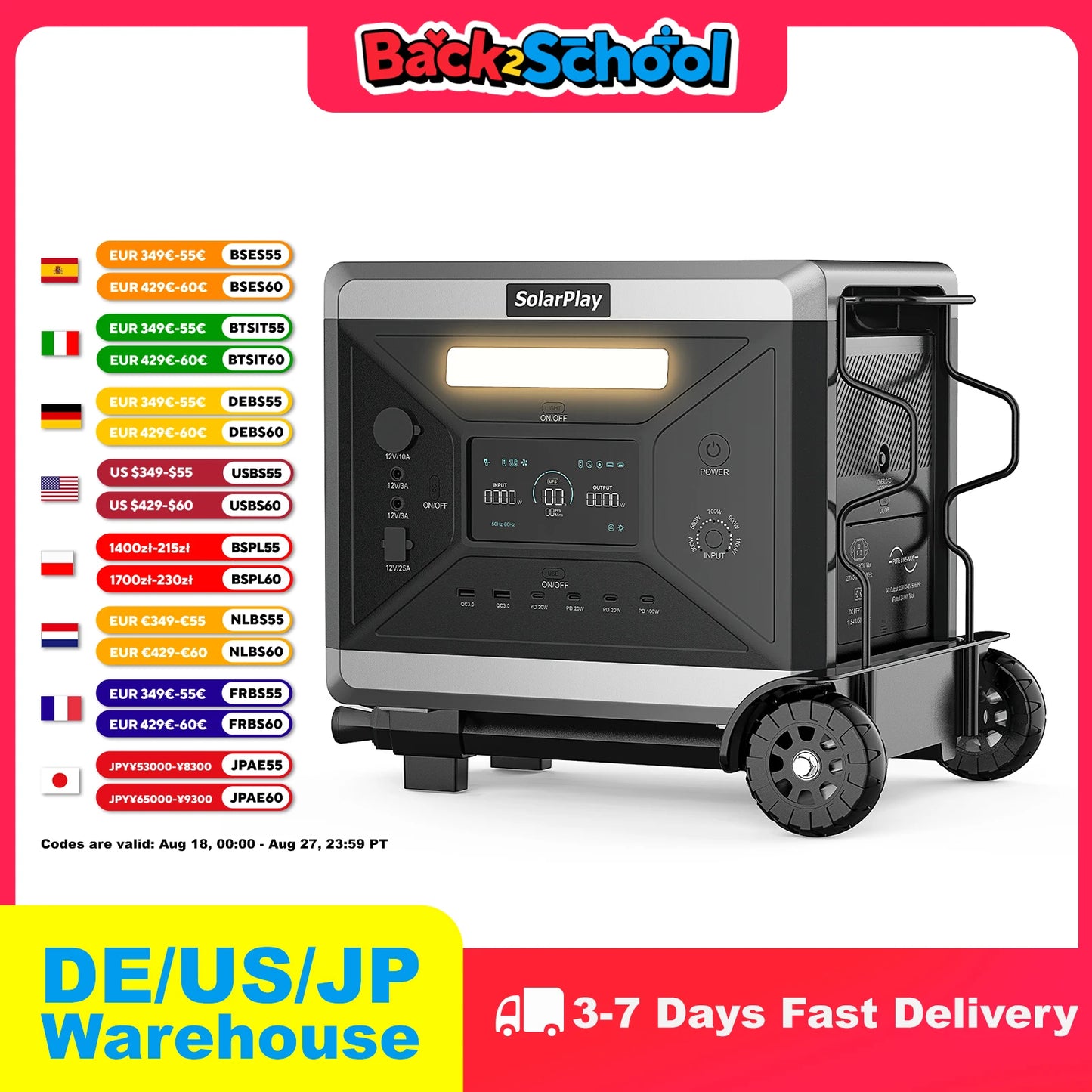 SolarPlay Q2501 Portable Power Station 2160Wh LiFePO4