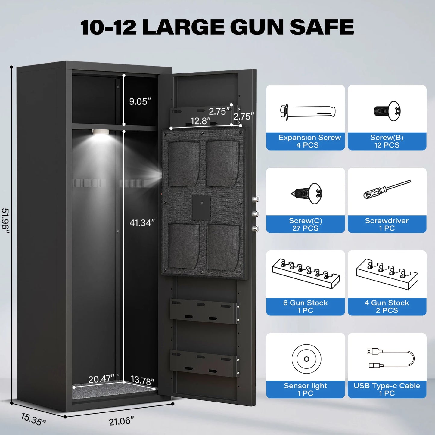 Kavey Biometric Gun Safe With Magnetic Induction Light