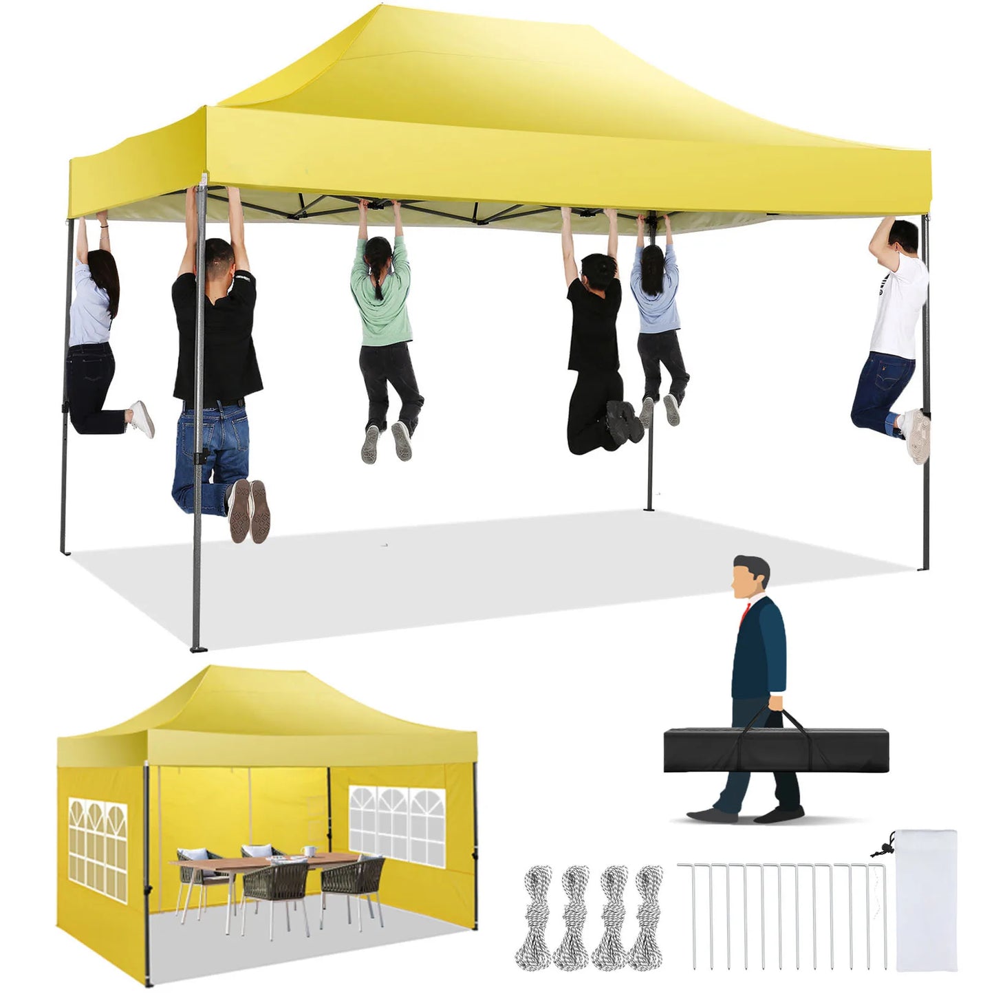 COBIZI Heavy Duty Pop Up Canopy Tent With Four Sidewalls For All Season Outdoor Weddings Gazebo
