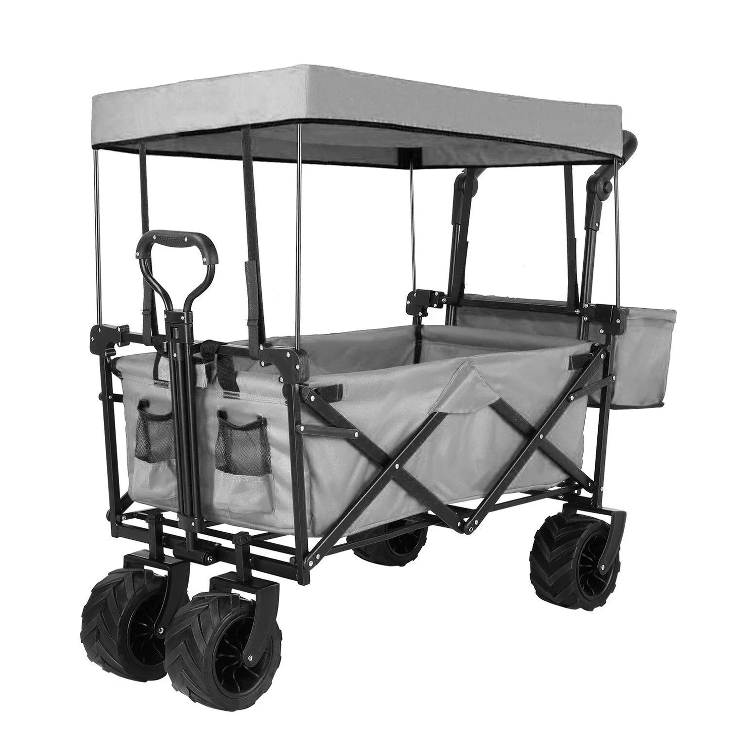 262L Collapsible Garden Cart With Removable Canopy Off Road Wheels