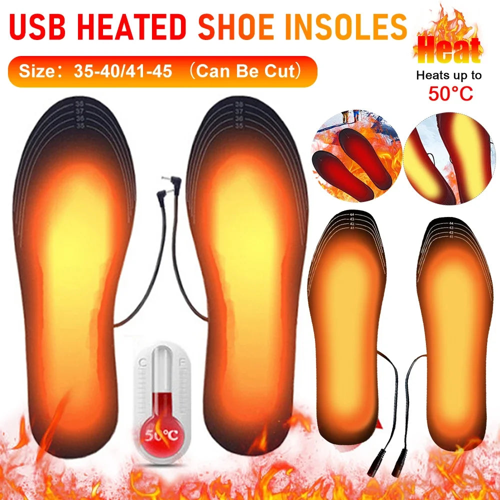 AZURAOKEY USB Heated Shoe Insoles Thermal Foot Warmer