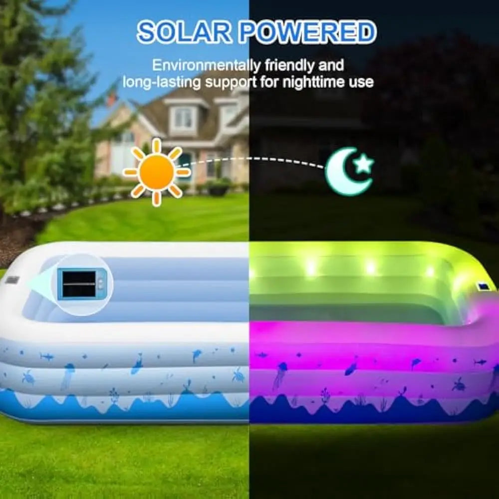 Inflatable Pool With Lights For Adults 744 Gallons PVC With Seats And Backrest Outdoor Fun