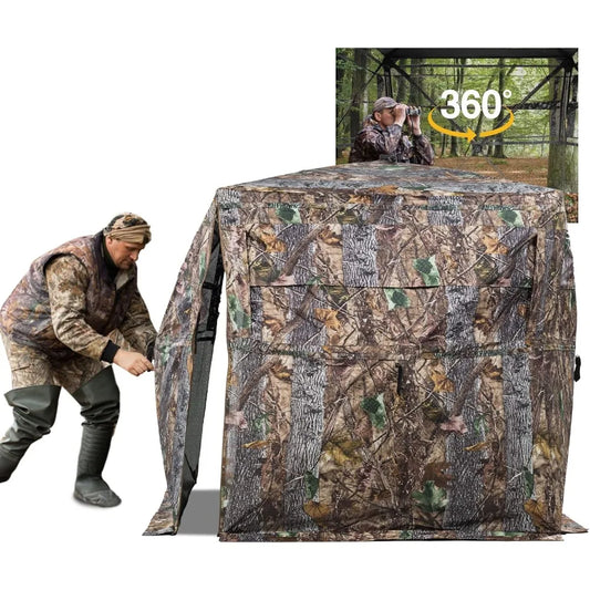 270 360 Degree See Through ConcealedCamouflageTechnology Ground Blind With PortableShelter