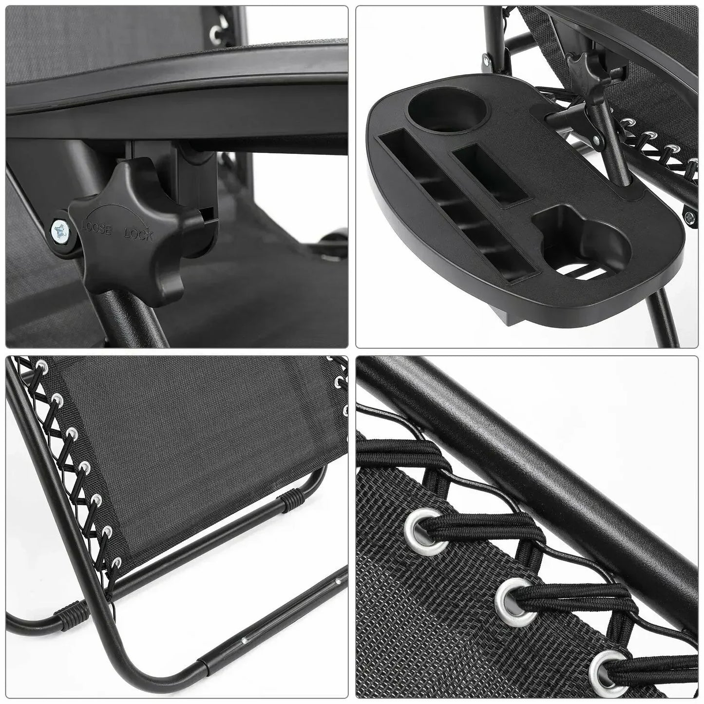 Folded Outdoor Foldable Zero Gravity Chairs With Cup Holders