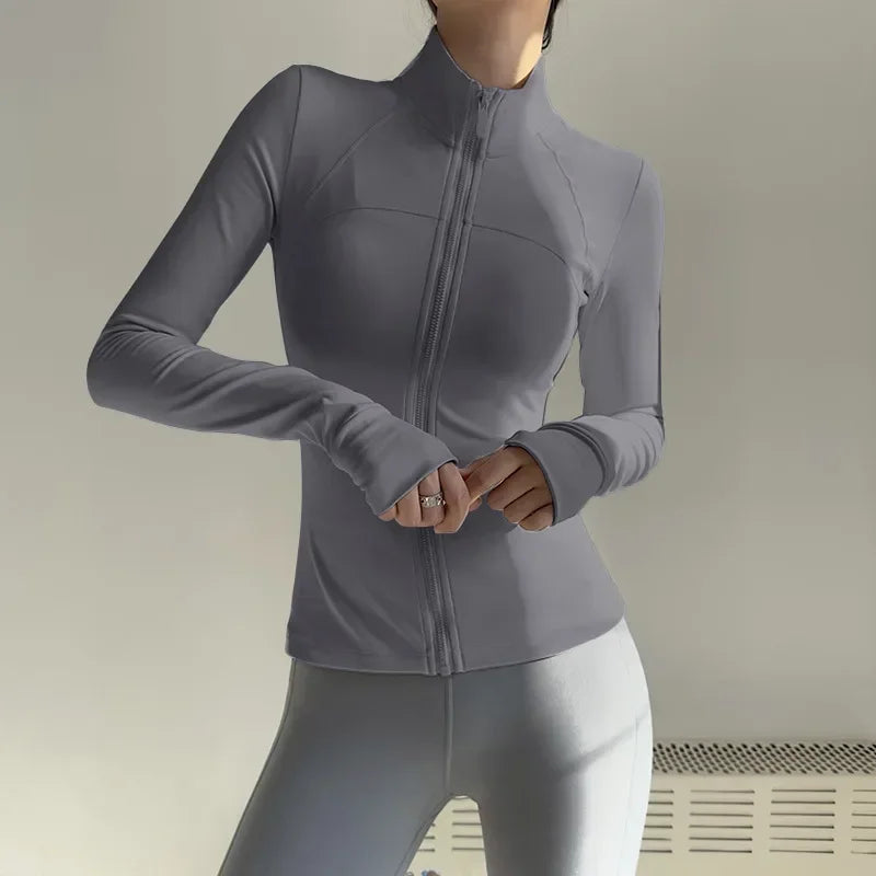 Women Zip Fitness Jacket Long Sleeve Quick Dry Yoga Top