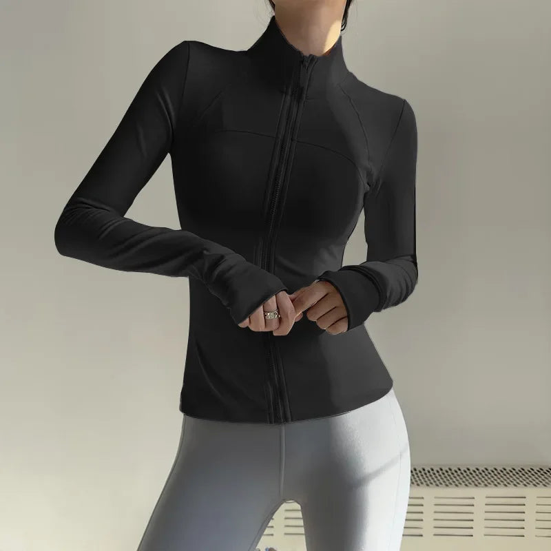 Women Zip Fitness Jacket Long Sleeve Quick Dry Yoga Top