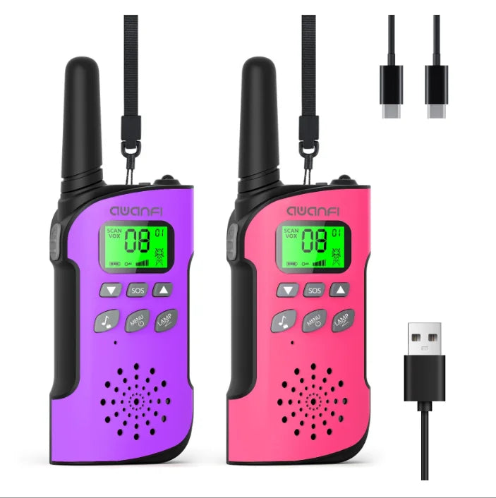 AWANFIC Kids Walkie Talkies Rechargeable 22 Channels