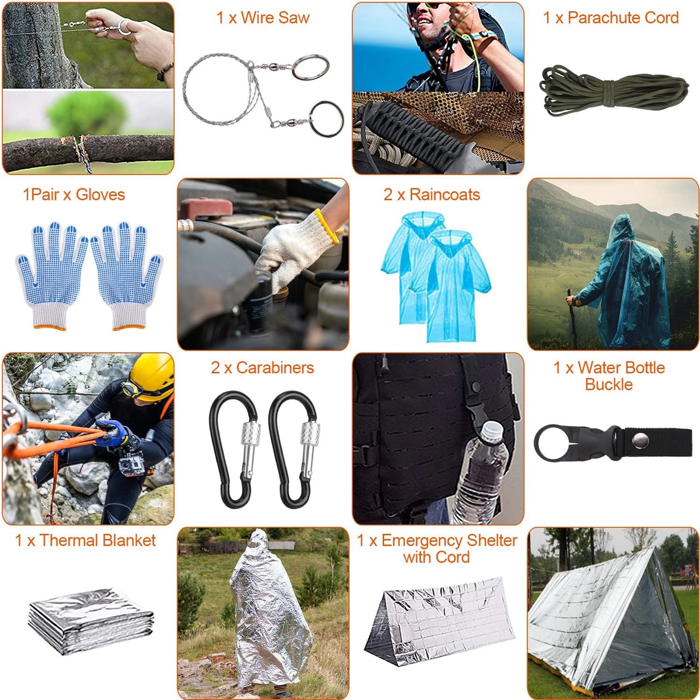 AUKYGGU 125 In 1 Emergency Kit Outdoor Survival First Aid