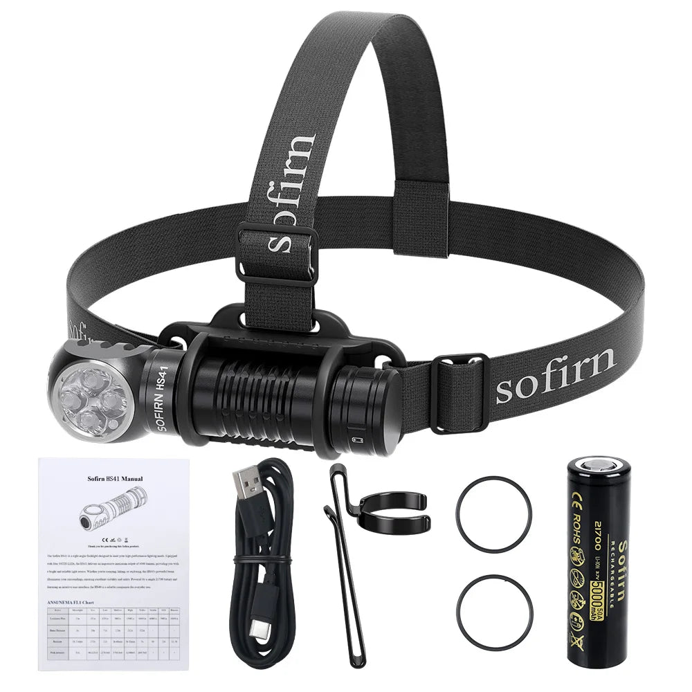 Sofirn HS41 Headlamp 4000LM USB C Rechargeable SST20
