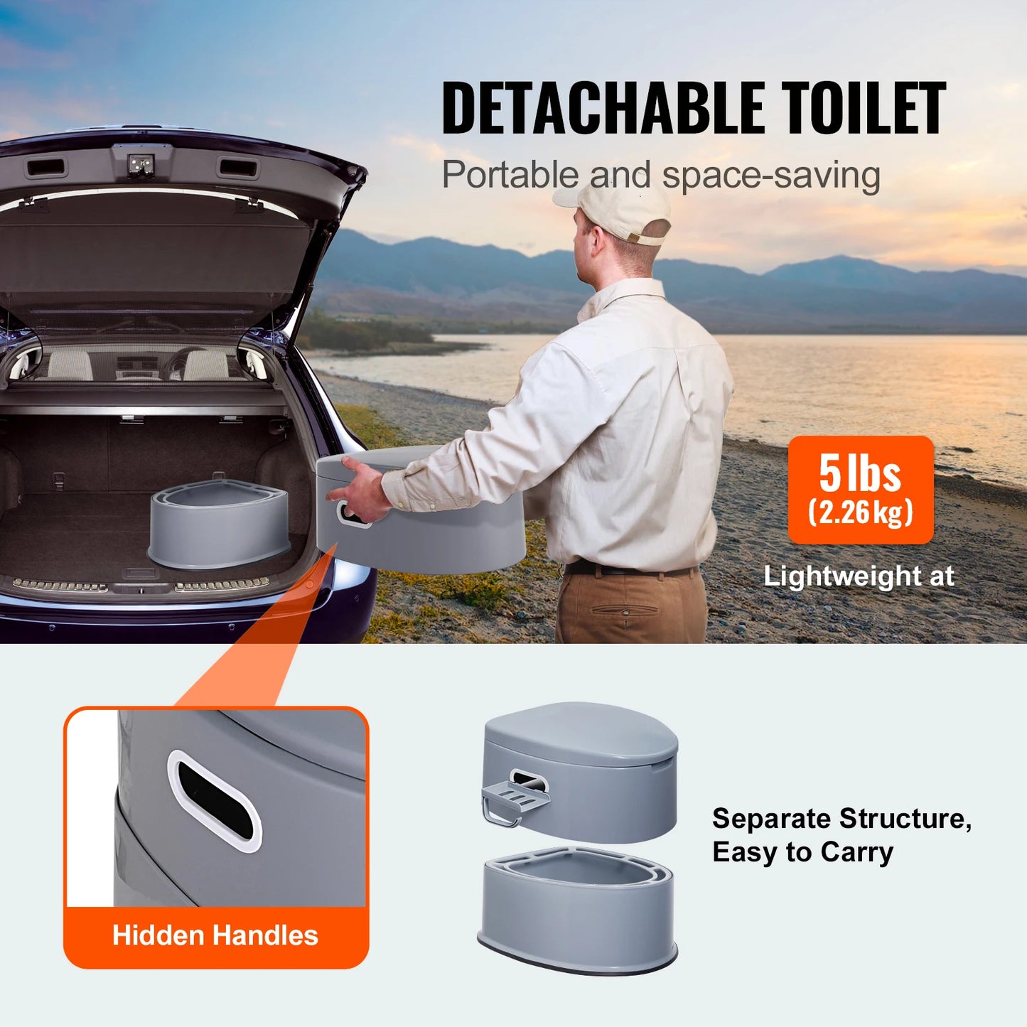 SucceBuy Portable Camping Toilet Porta Potty With Bucket