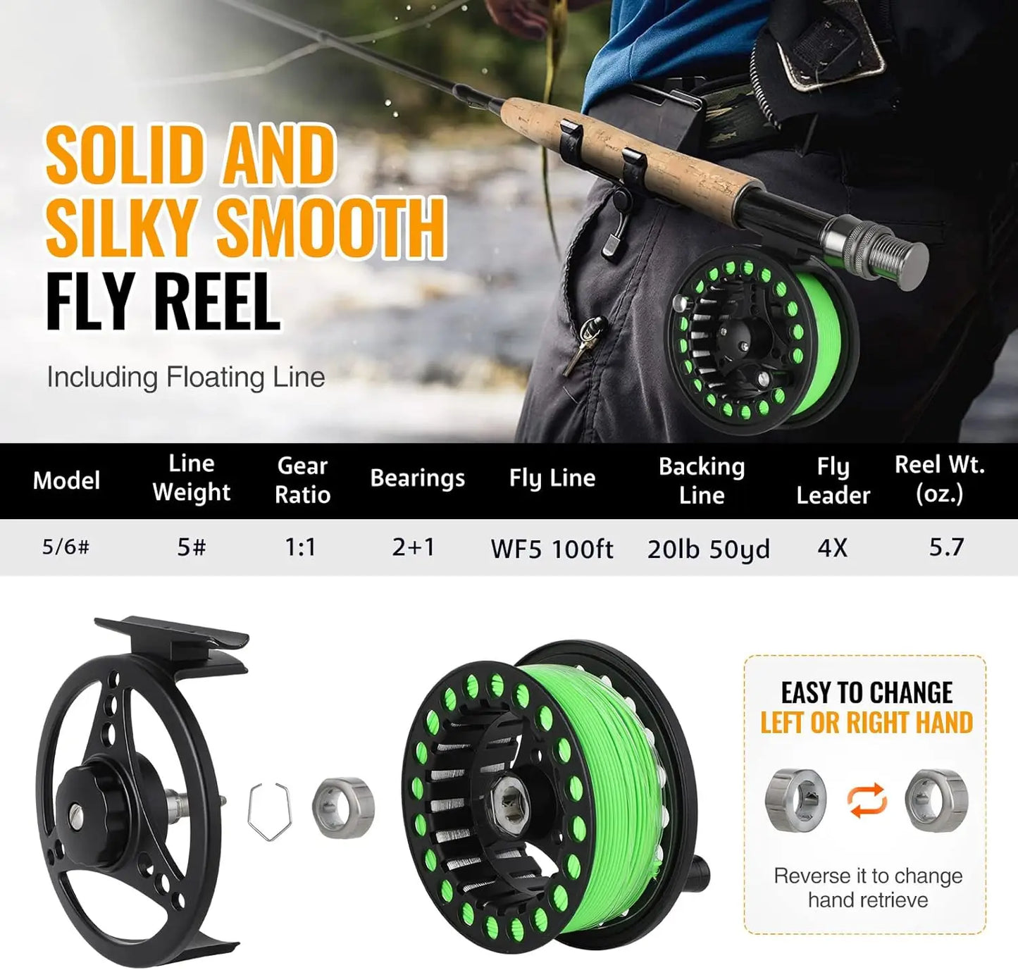 Lightweight Graphite Fly Fishing Rod And Reel Starter Kit