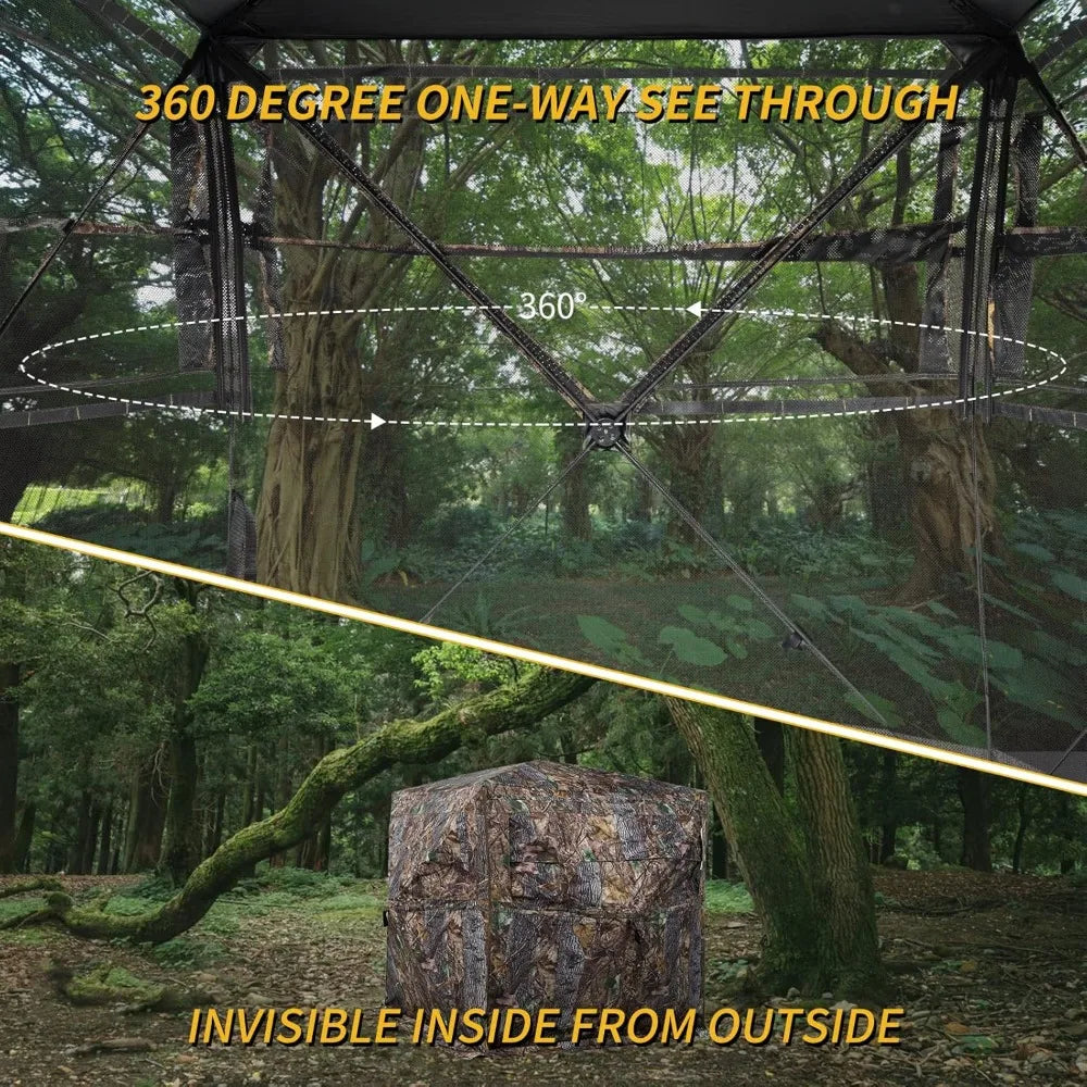 270 360 Degree See Through ConcealedCamouflageTechnology Ground Blind With PortableShelter