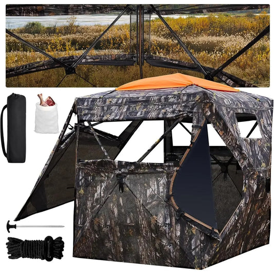 Hign-concerned Hunting Blind 300D See Through Ground Blind With Carrying Bag For 2 3 4 Person Pop Up Deer Blind Portable