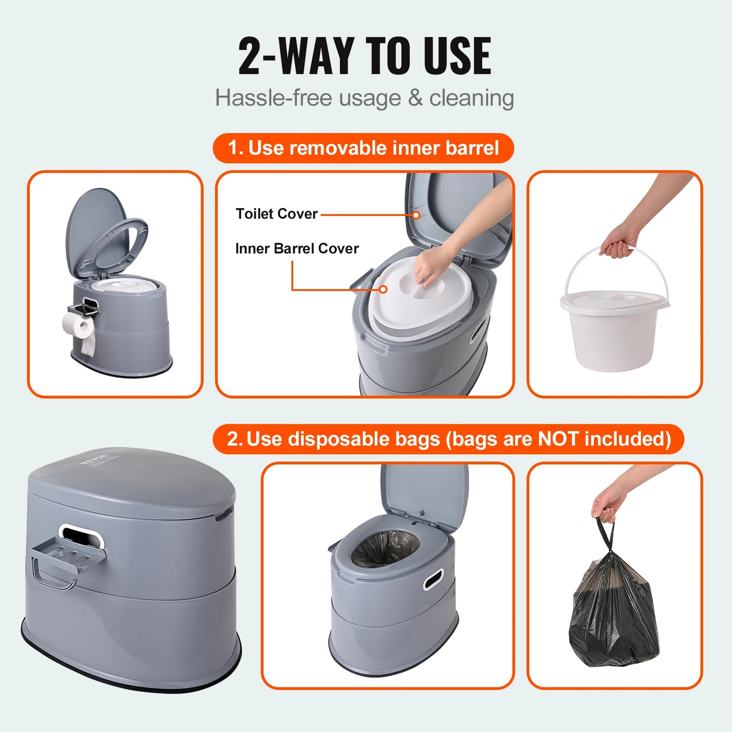 SucceBuy Portable Camping Toilet Porta Potty With Bucket