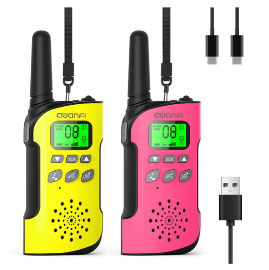 AWANFIC Kids Walkie Talkies Rechargeable 22 Channels
