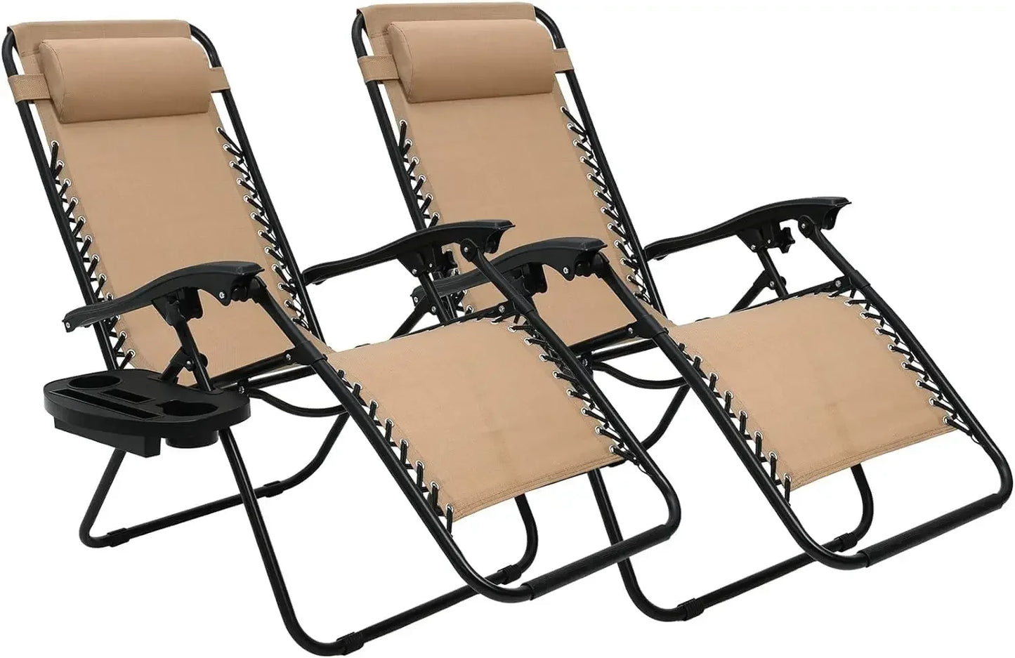 Folded Outdoor Foldable Zero Gravity Chairs With Cup Holders