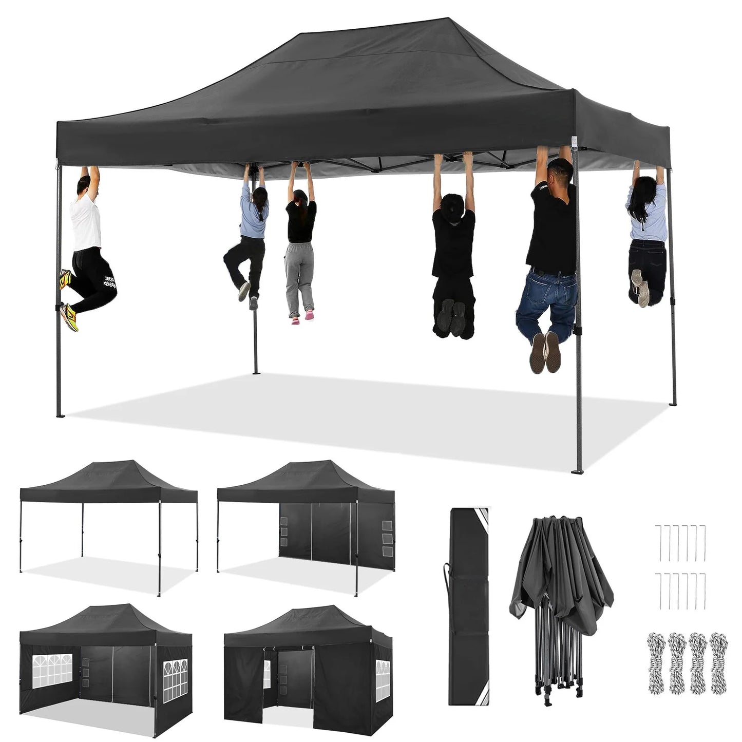 COBIZI Heavy Duty Pop Up Canopy Tent With Four Sidewalls For All Season Outdoor Weddings Gazebo