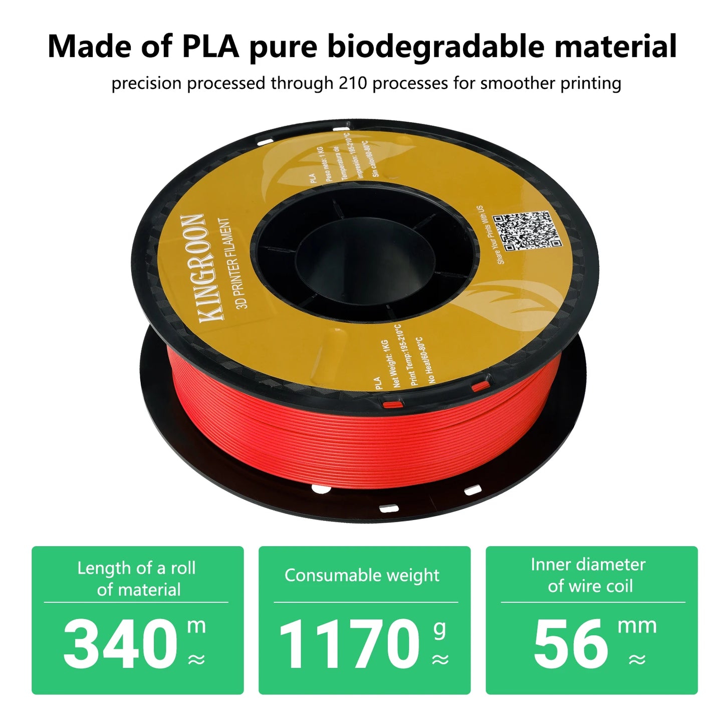 Kingroon PLA Filament 1.75mm For 3D Printers High Quality
