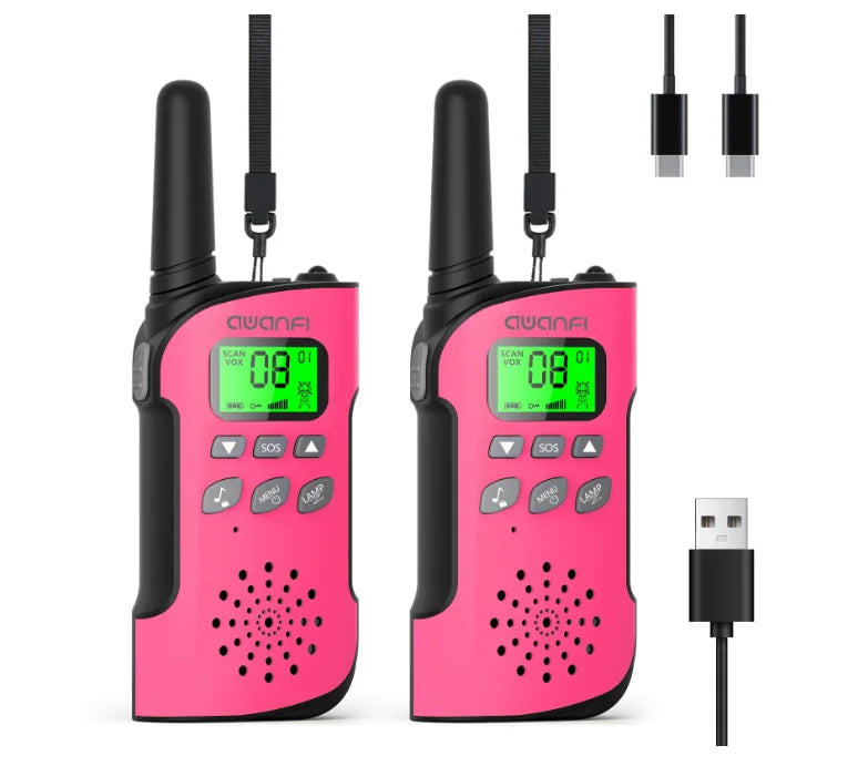 AWANFIC Kids Walkie Talkies Rechargeable 22 Channels
