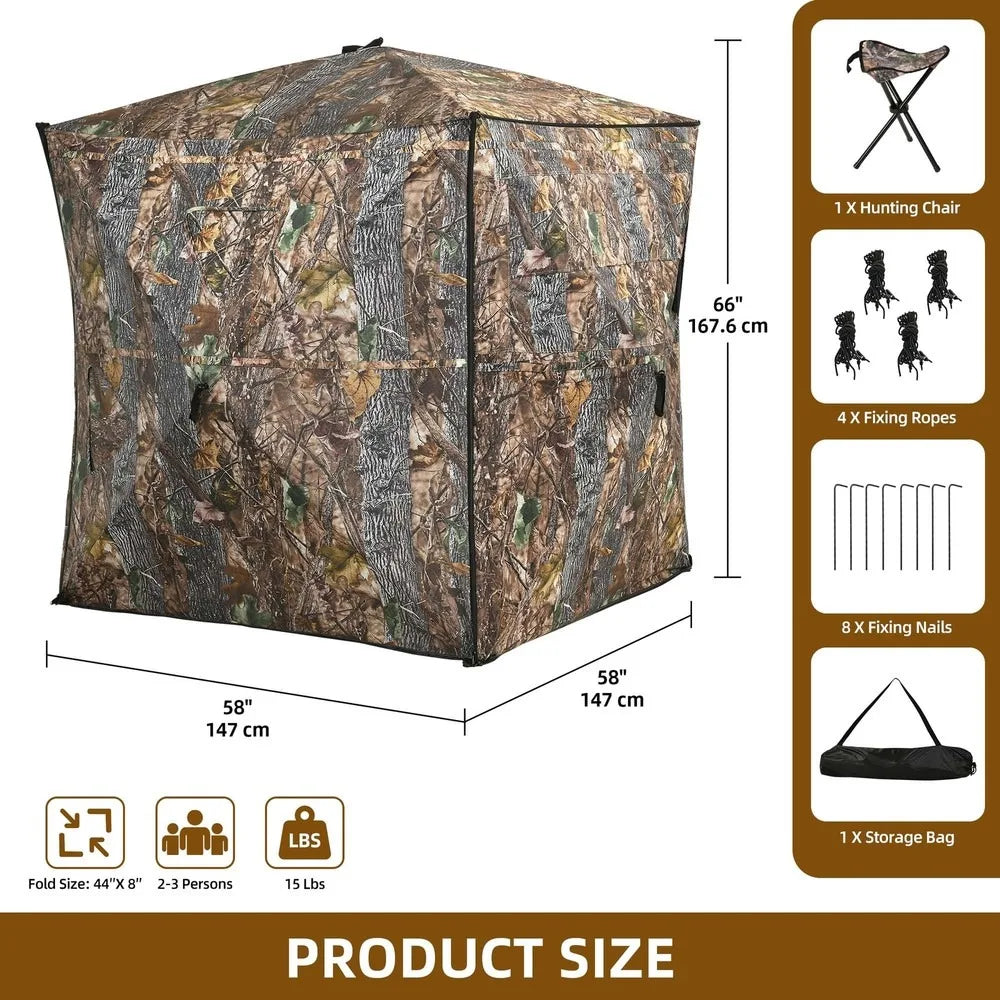 360 Degree Hunting Blind With Open Door For 2-3 People
