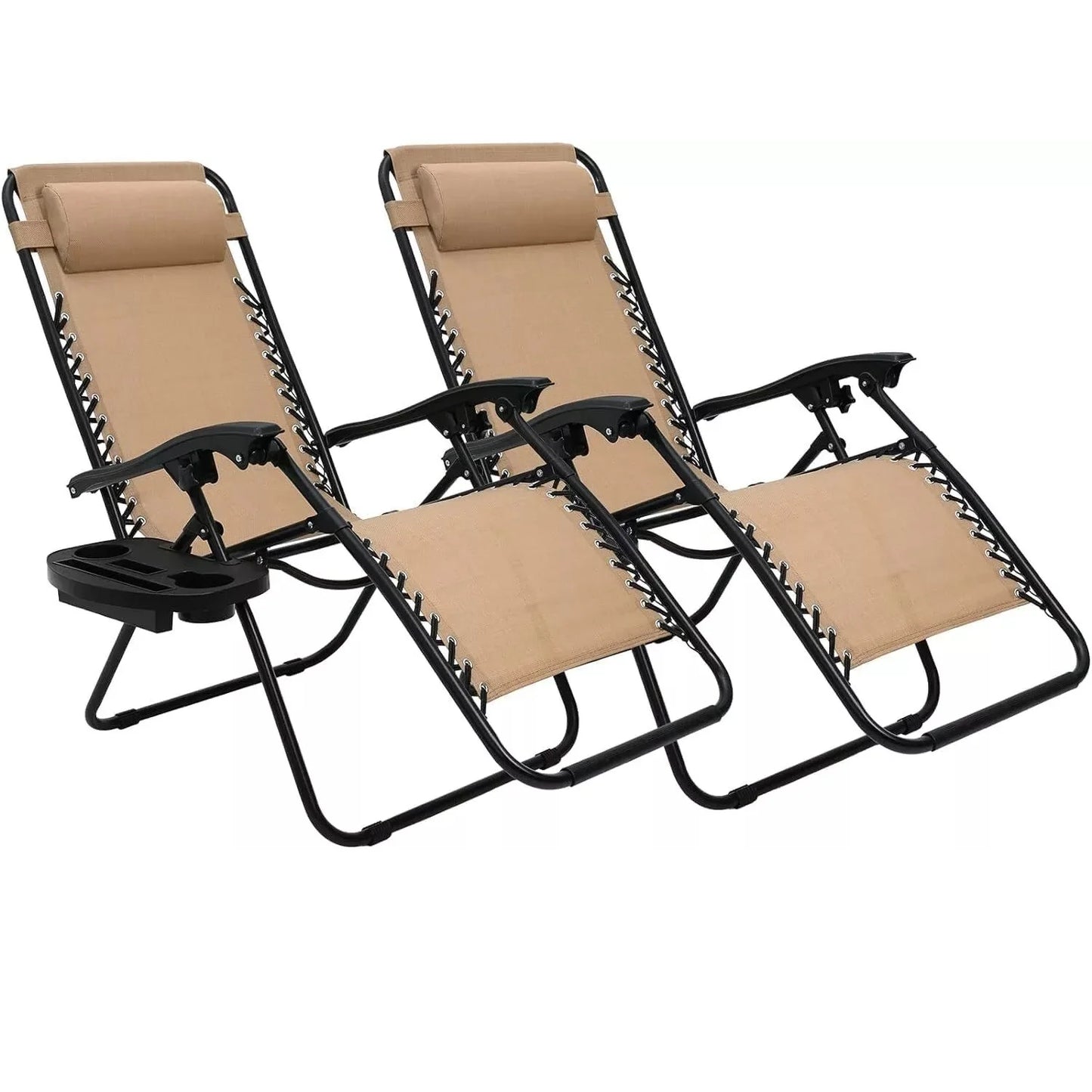 Folded Outdoor Foldable Zero Gravity Chairs With Cup Holders