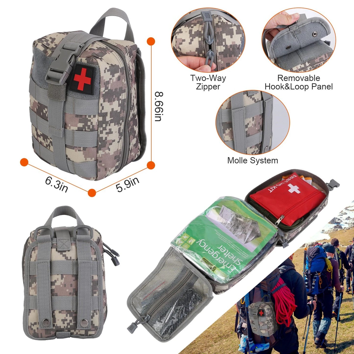 AUKYGGU 125 In 1 Emergency Kit Outdoor Survival First Aid