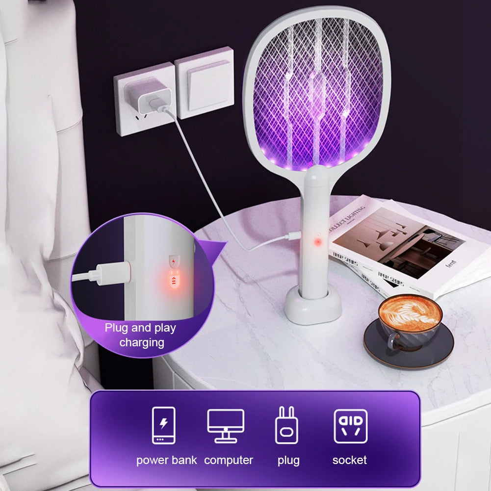 MOJOYCE 2 In 1 Electric Fly Swatter Mosquito Trap Lamp