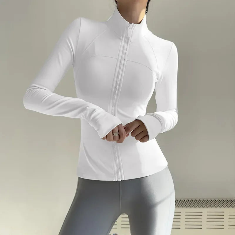 Women Zip Fitness Jacket Long Sleeve Quick Dry Yoga Top
