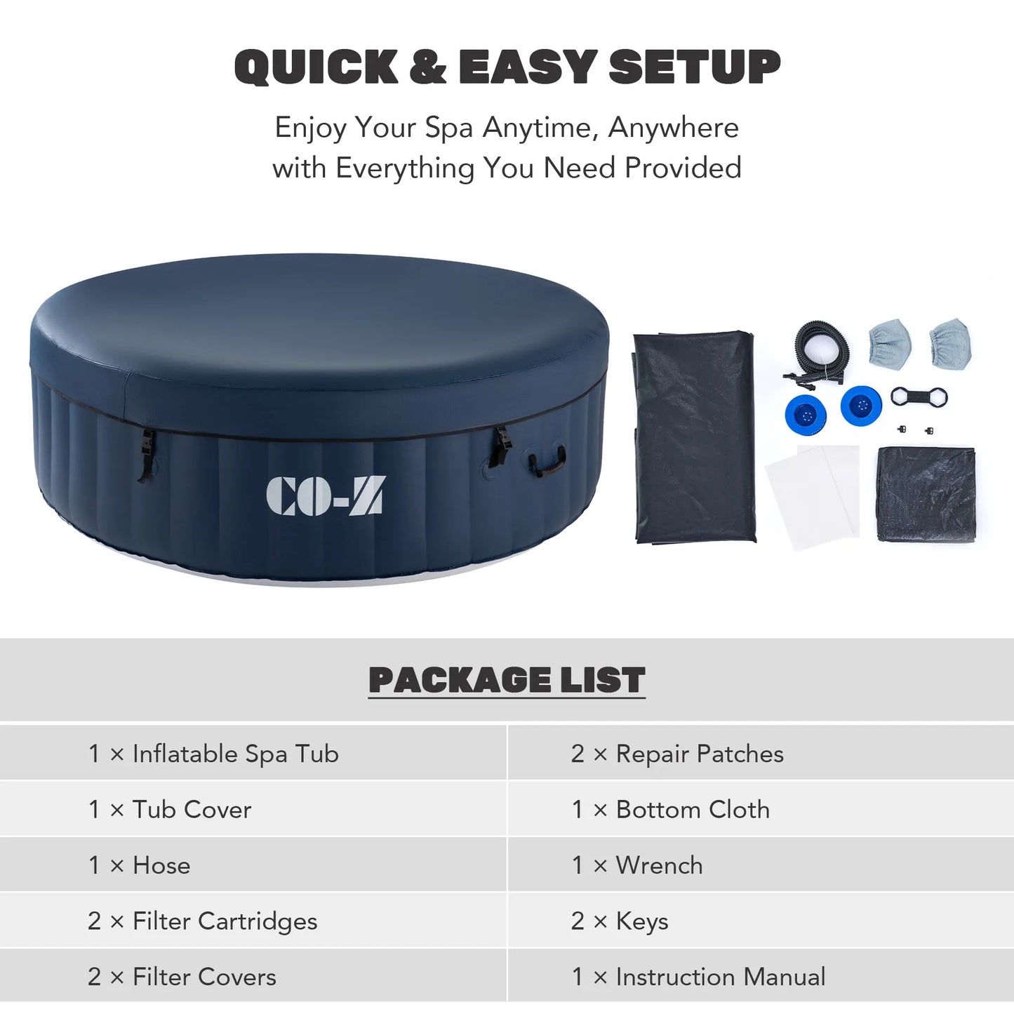 CO-Z Outdoor Inflatable Hot Tub Spa With Heater And Jets