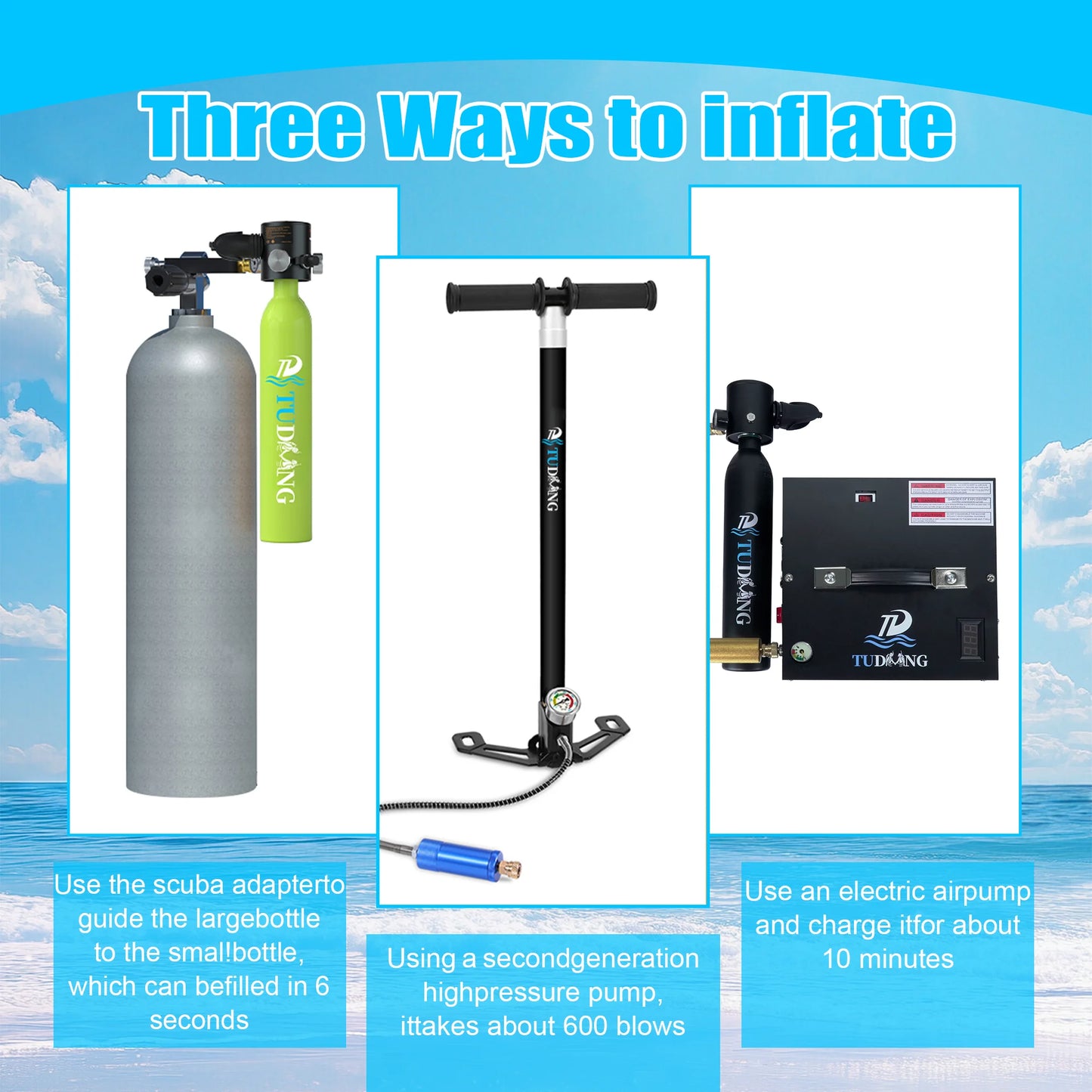 TUDIVING Mini Scuba Tank With Mask Portable Underwater Breathing Training